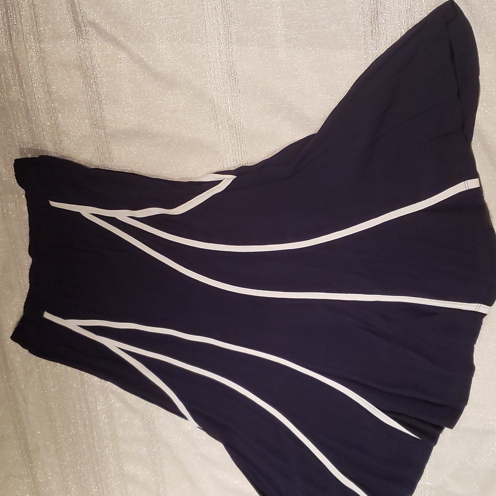 CIRANA New SKIRT Navy White Cream Contrast Striped Flowy Midi Maxi NWOT Womens M - Picture 5 of 14